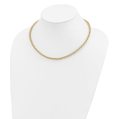 10K Yellow Gold 18In 5mm Polished Fancy Rolo Link Necklace