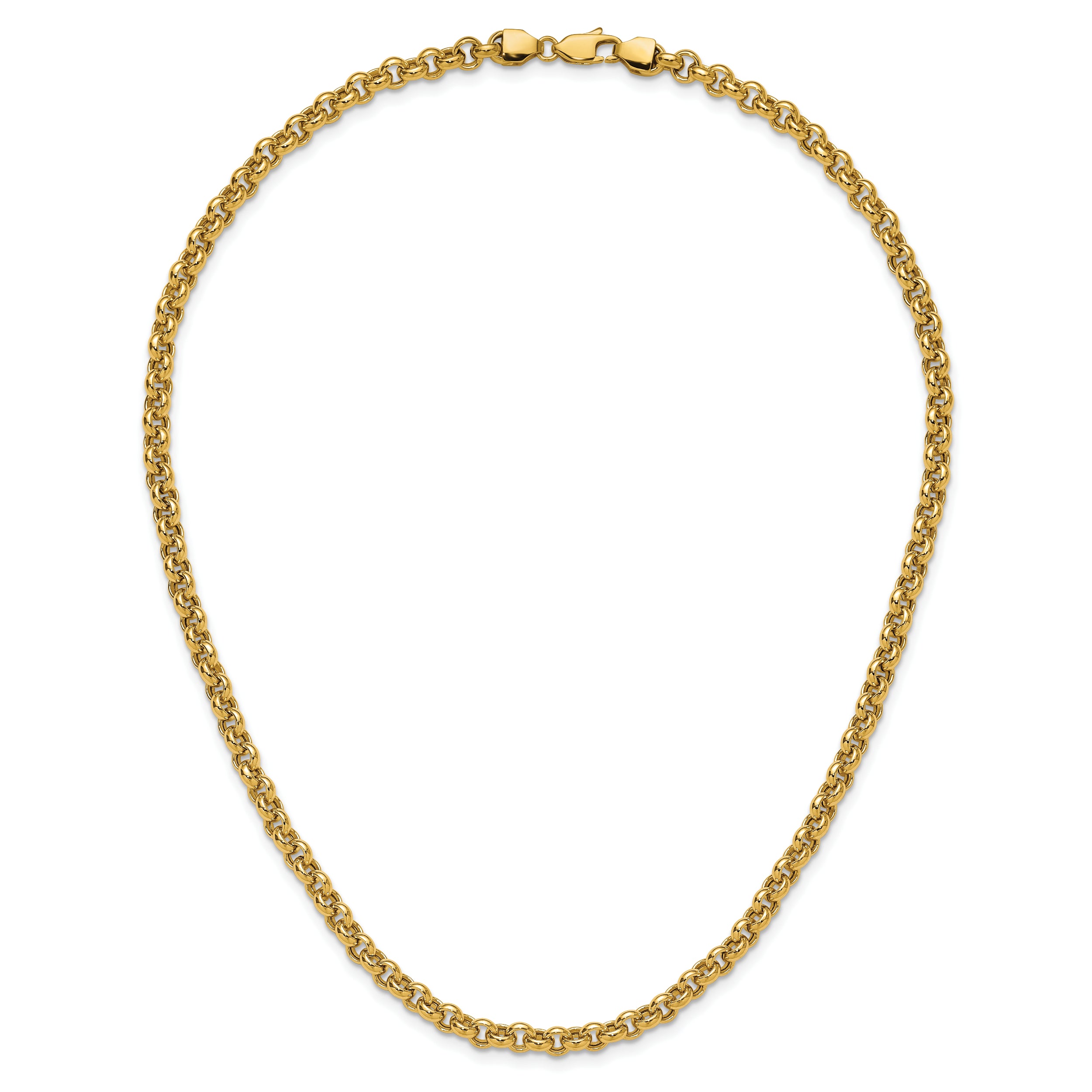 10K Yellow Gold 18In 5mm Polished Fancy Rolo Link Necklace