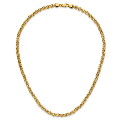 10K Yellow Gold 18In 5mm Polished Fancy Rolo Link Necklace