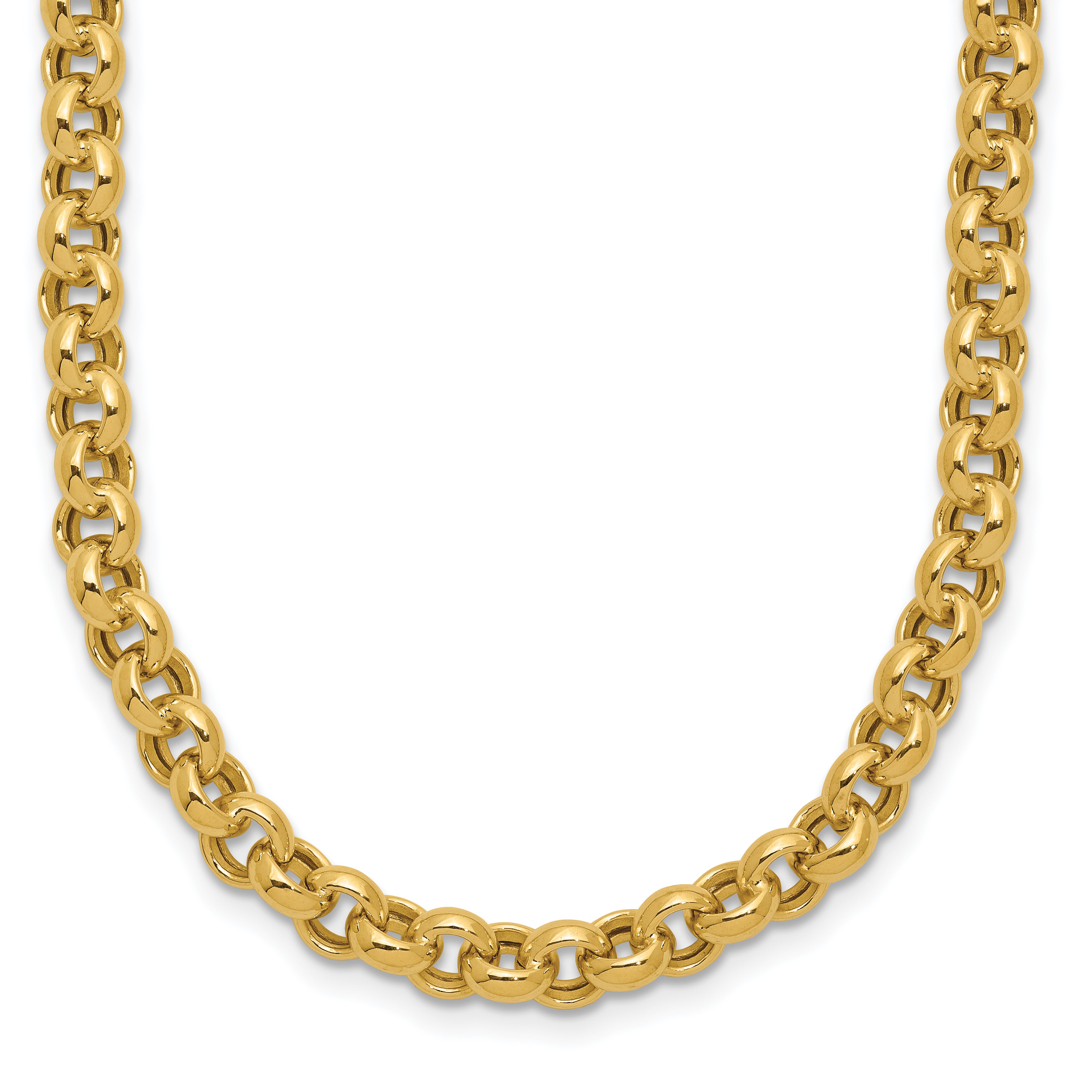 10K Yellow Gold 18In 5mm Polished Fancy Rolo Link Necklace
