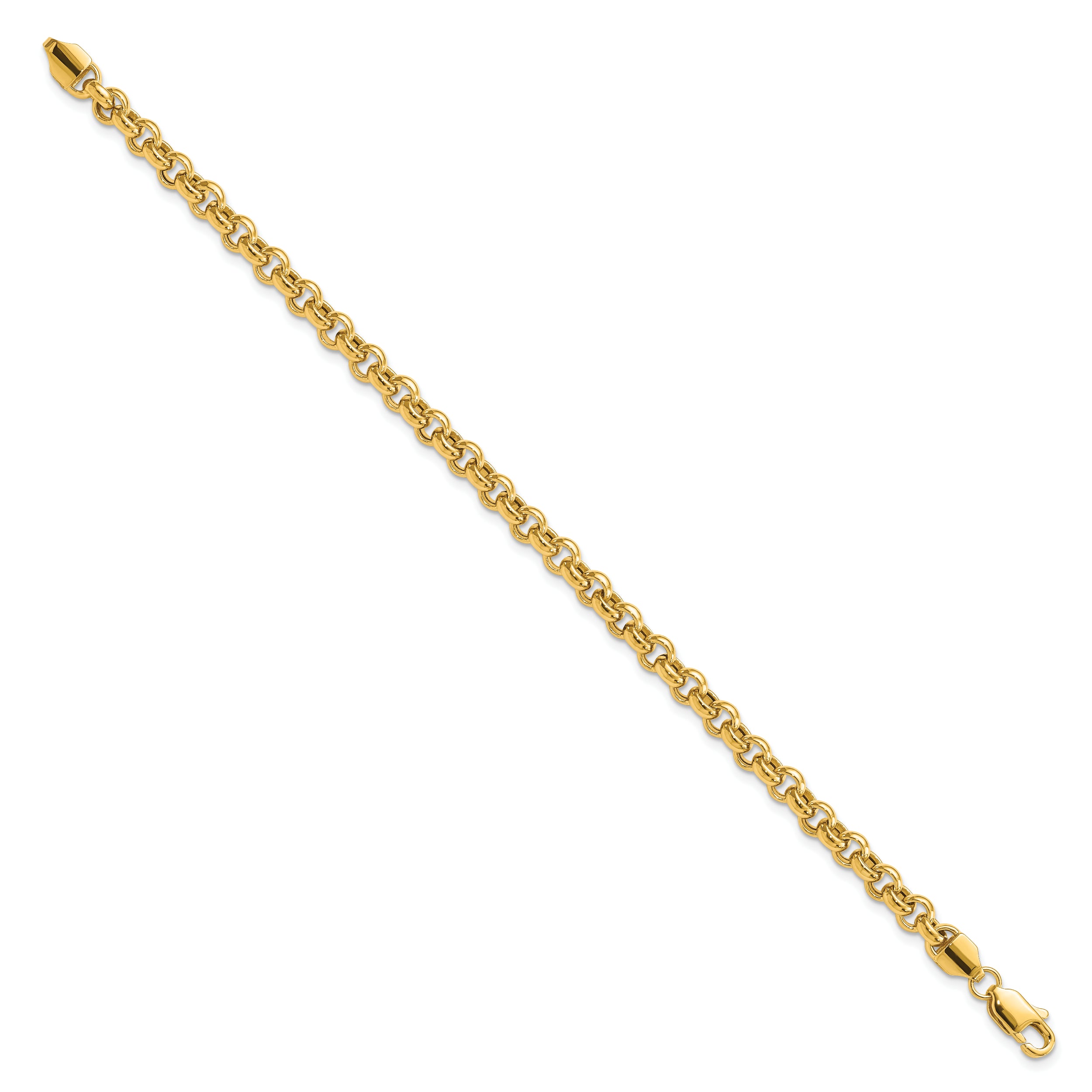 10K Yellow Gold 7.5In 5mm Polished Fancy Rolo Link Bracelet