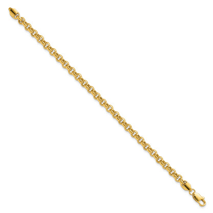 10K Yellow Gold 7.5In 5mm Polished Fancy Rolo Link Bracelet