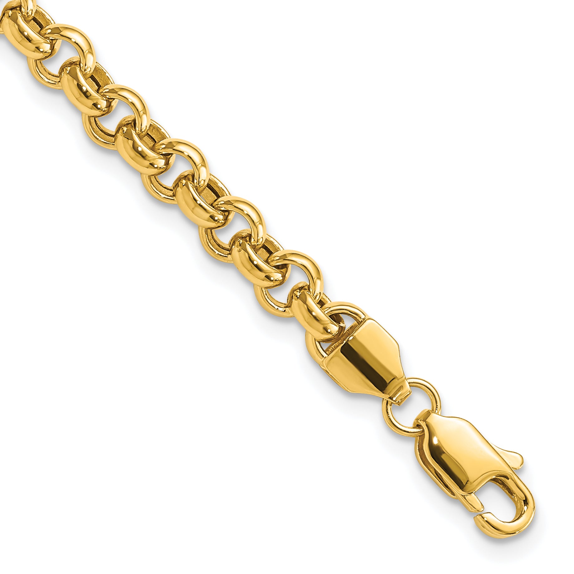 10K Yellow Gold 8.5In 5mm Polished Fancy Rolo Link Bracelet