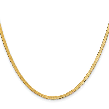 18 Inch 10K Yellow Gold 2.5mm Silky Herringbone Chain Necklace