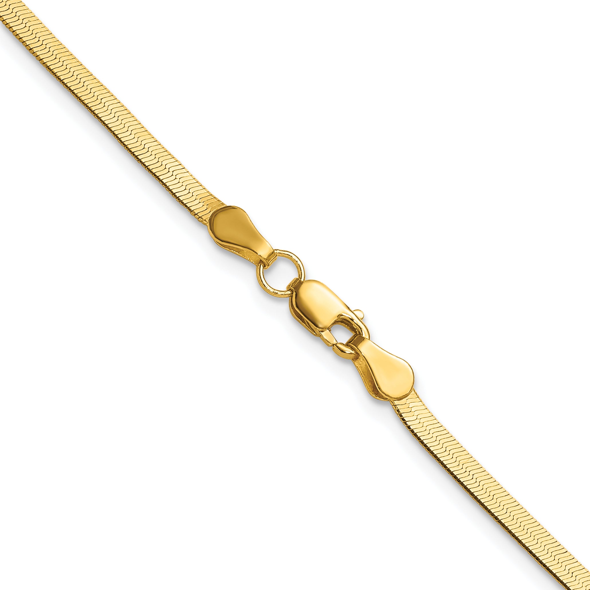 16 Inch 10K Yellow Gold 2.5mm Silky Herringbone Chain Necklace