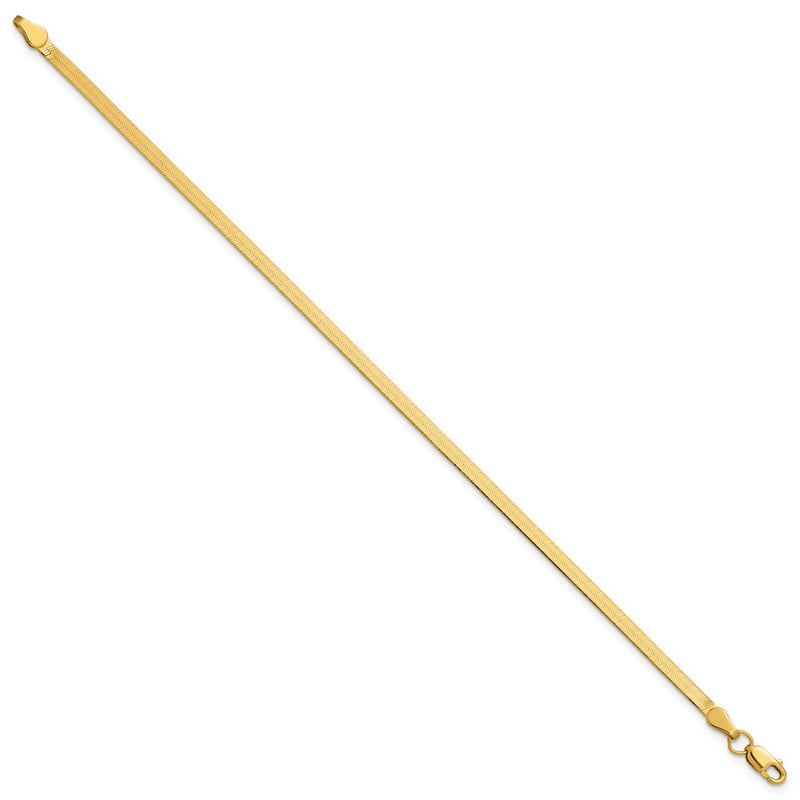 10K Yellow Gold 2.5mm Silky Herringbone Chain Bracelet