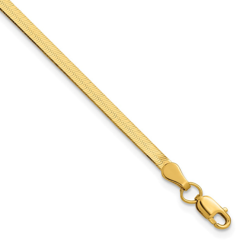 10K Yellow Gold 2.5mm Silky Herringbone Chain Bracelet