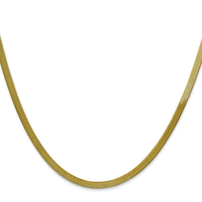 22 Inch 10K Yellow Gold 3mm Silky Herringbone Chain Necklace