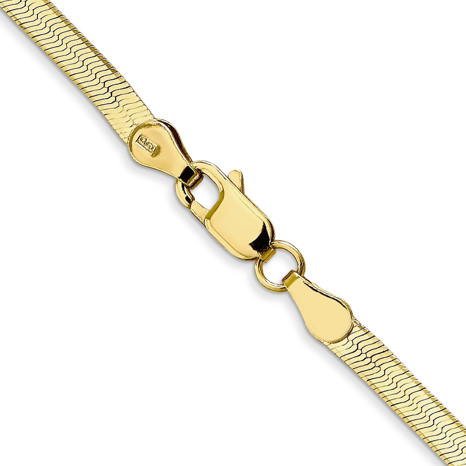 22 Inch 10K Yellow Gold 3mm Silky Herringbone Chain Necklace