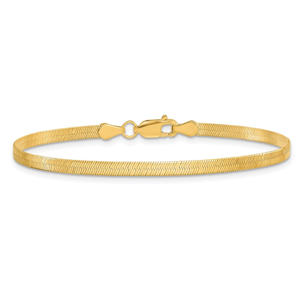10K Yellow Gold 3mm Silky Herringbone Chain Anklet