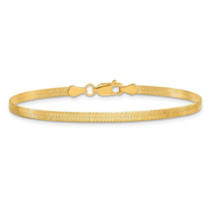 10K Yellow Gold 3mm Silky Herringbone Chain Anklet