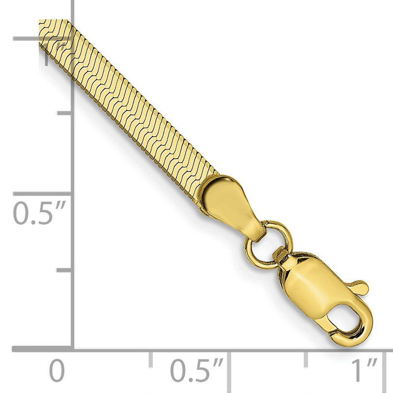 8 Inch 10K Yellow Gold 3mm Silky Herringbone Chain Bracelet