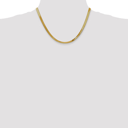 18 Inch 10K Yellow Gold 4mm Silky Herringbone Chain Necklace