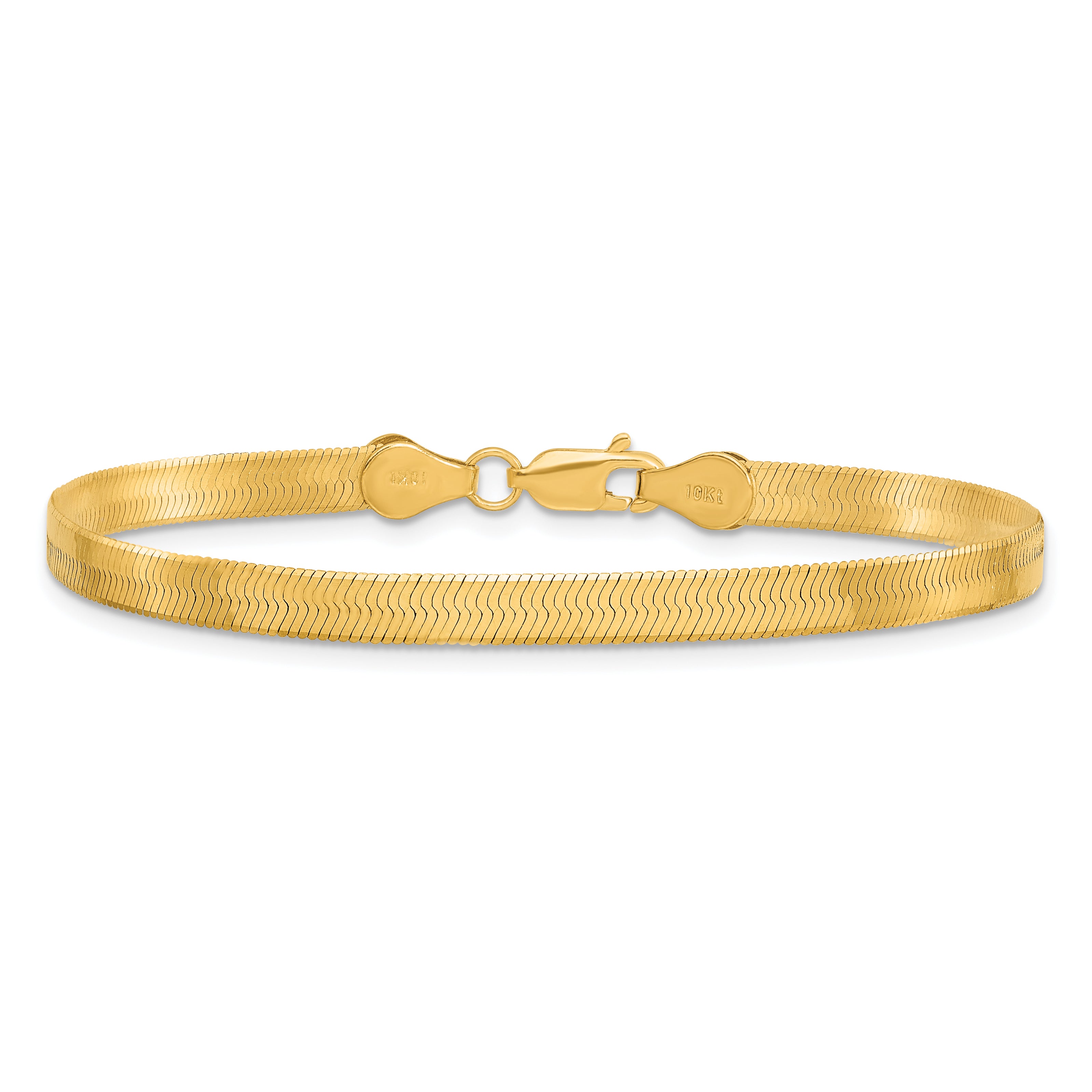 8 Inch 10K Yellow Gold 4mm Silky Herringbone Chain Bracelet