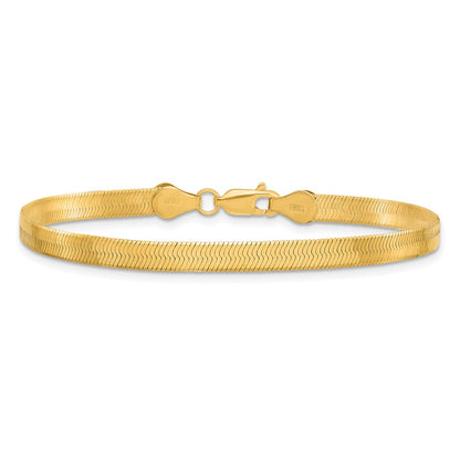 10K Yellow Gold 4mm Silky Herringbone Chain Bracelet