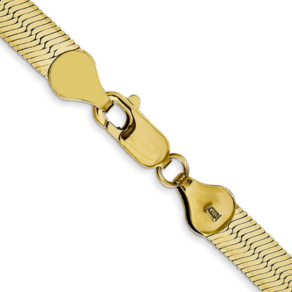 18 Inch 10K Yellow Gold 5.5mm Silky Herringbone Chain Necklace