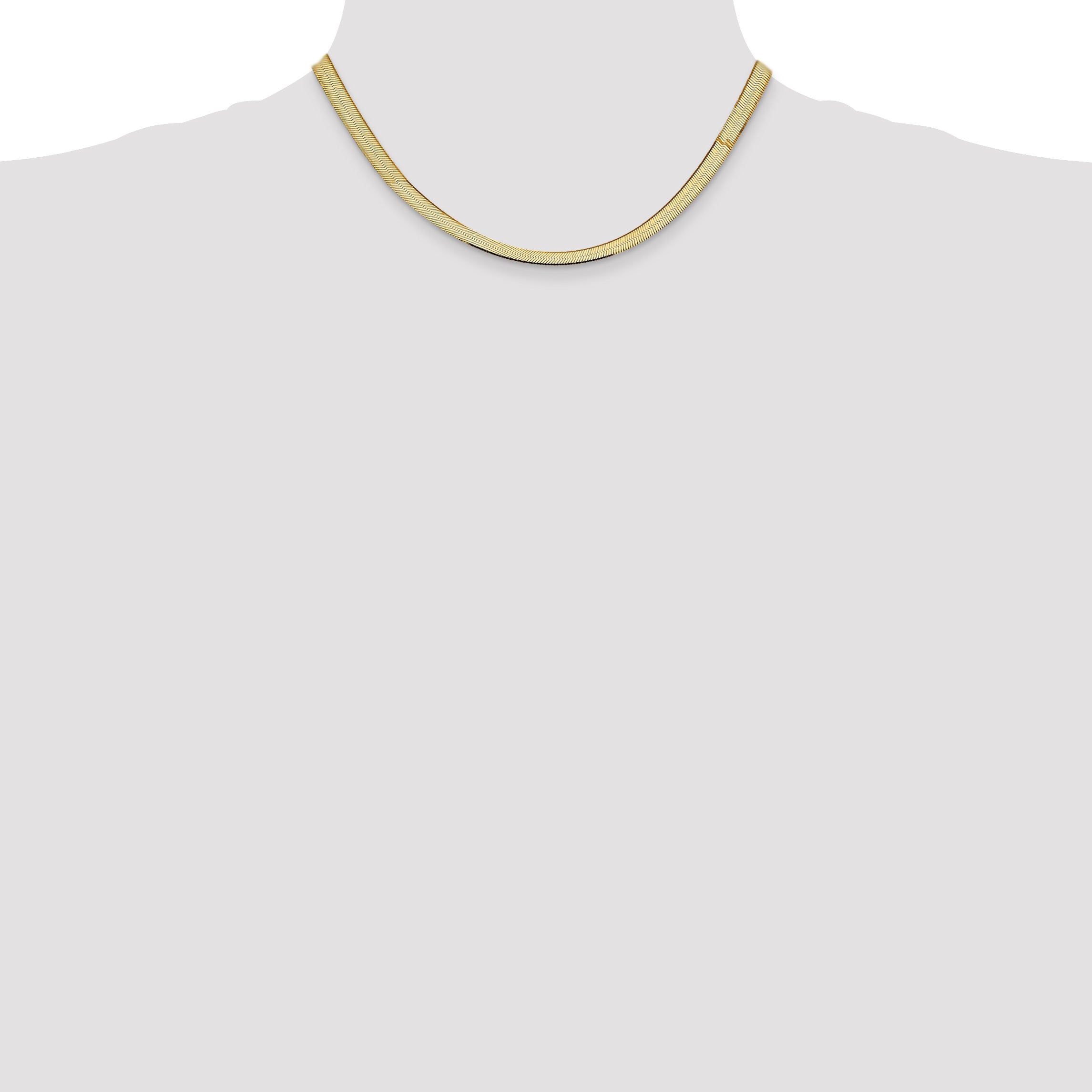16 Inch 10K Yellow Gold 5.5mm Silky Herringbone Chain Necklace