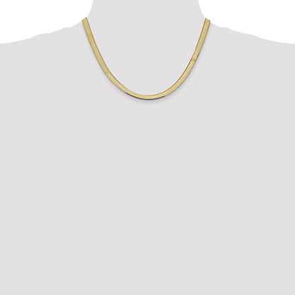 18 Inch 10K Yellow Gold 5.5mm Silky Herringbone Chain Necklace