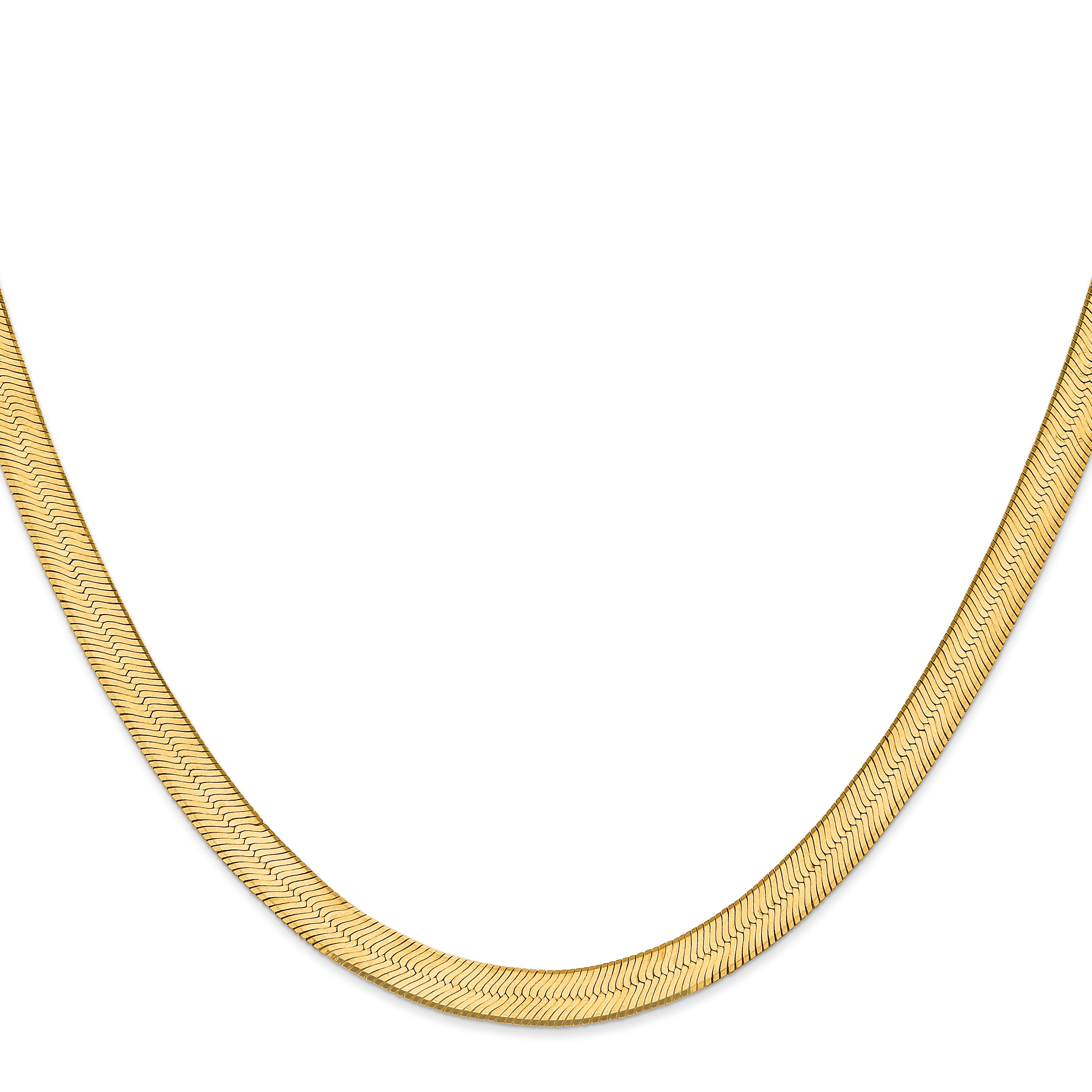 2 Inch 10K Yellow Gold 10K 6.5mm Silky Herringbone Chain Necklace