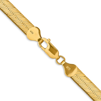 2 Inch 10K Yellow Gold 10K 6.5mm Silky Herringbone Chain Necklace