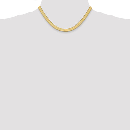 16 Inch 10K Yellow Gold 10K 6.5mm Silky Herringbone Chain Necklace
