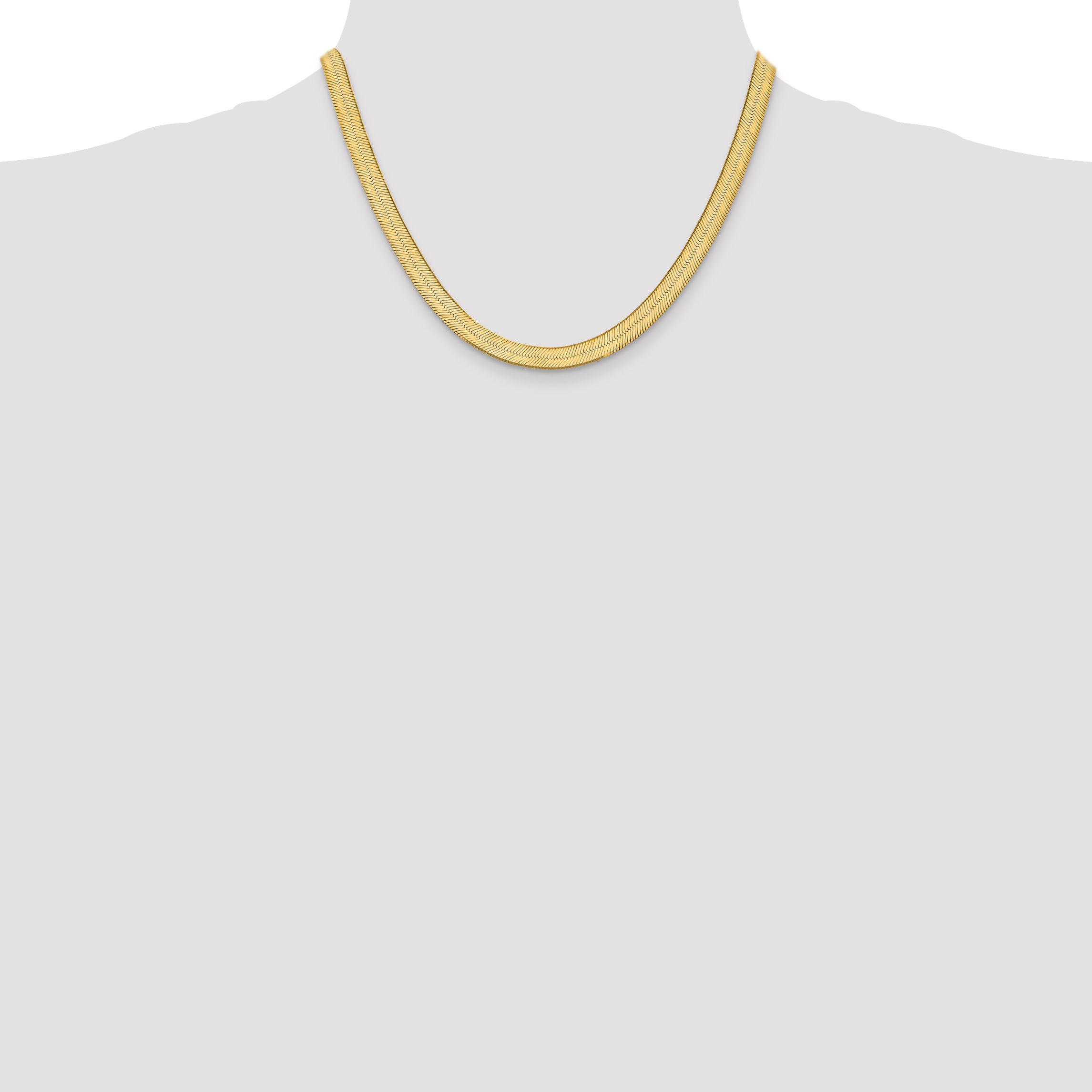 18 Inch 10K Yellow Gold 10K 6.5mm Silky Herringbone Chain Necklace
