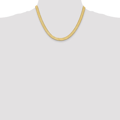 18 Inch 10K Yellow Gold 10K 6.5mm Silky Herringbone Chain Necklace