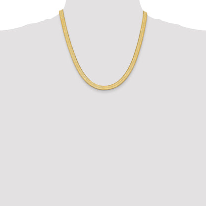 2 Inch 10K Yellow Gold 10K 6.5mm Silky Herringbone Chain Necklace
