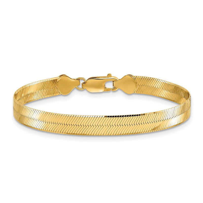 10K Yellow Gold 6.5mm Silky Herringbone Chain Bracelet