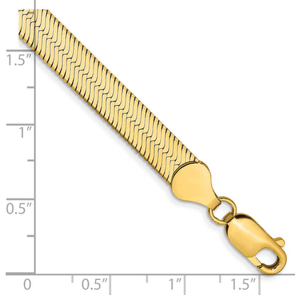 7 Inch 10K Yellow Gold 10K 6.5mm Silky Herringbone Chain Bracelet