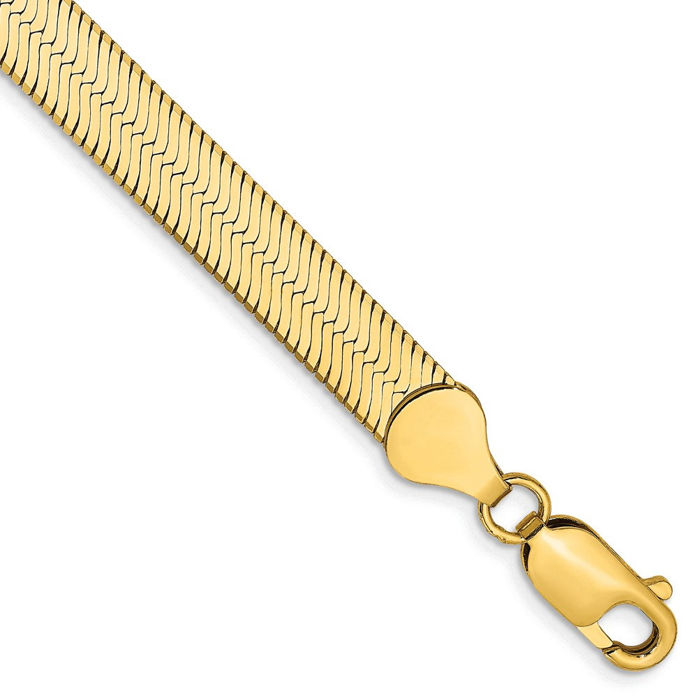 10K Yellow Gold 6.5mm Silky Herringbone Chain Bracelet