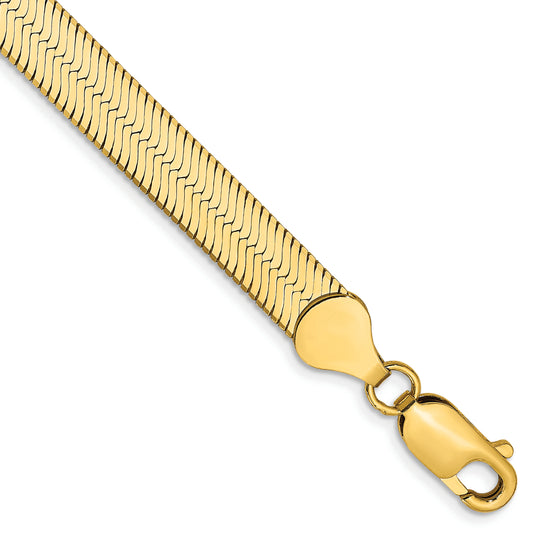 7 Inch 10K Yellow Gold 10K 6.5mm Silky Herringbone Chain Bracelet