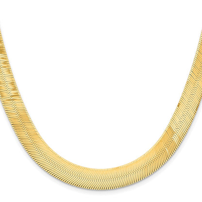 10K Yellow Gold 10mm Silky Herringbone Chain Necklace