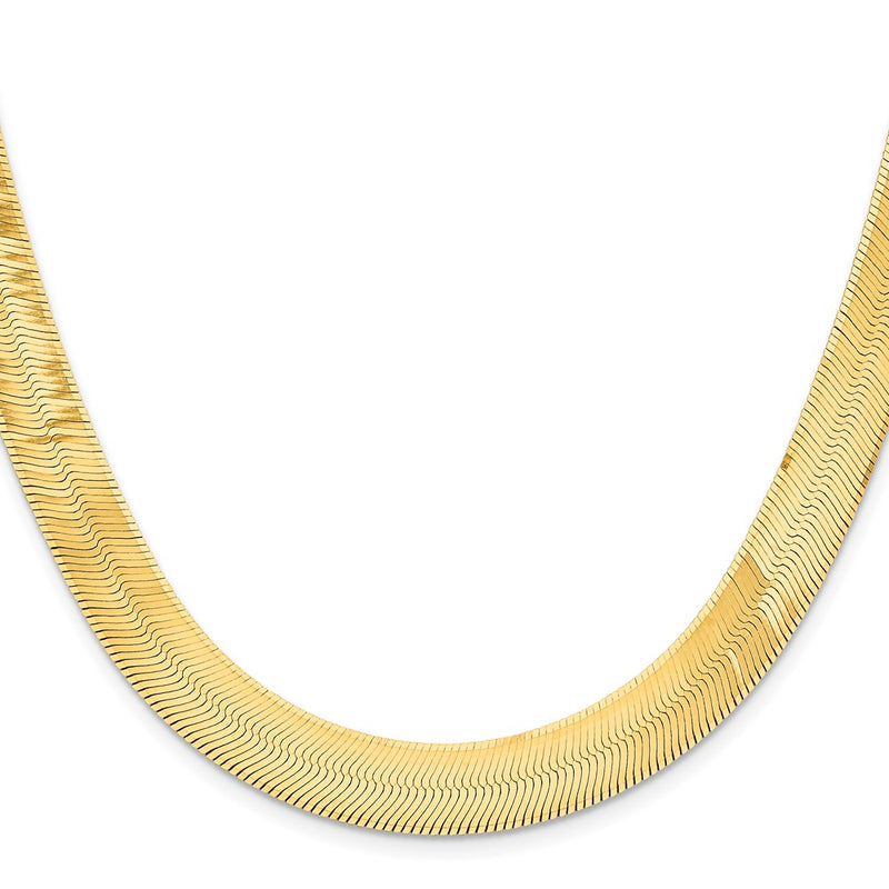 10K Yellow Gold 10mm Silky Herringbone Chain Necklace