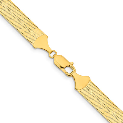 24 Inch 10K Yellow Gold 10K 10mm Silky Herringbone Chain Necklace