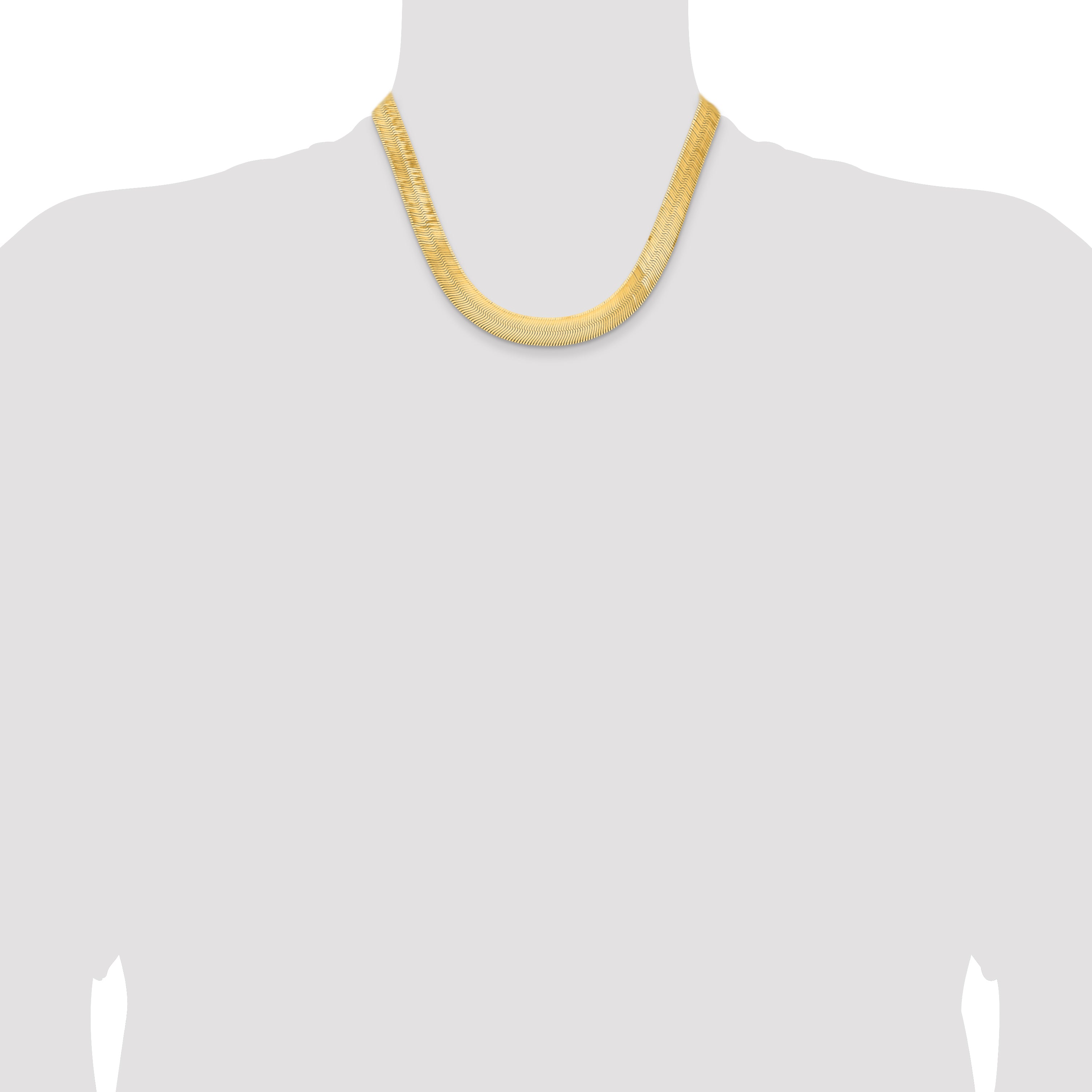 18 Inch 10K Yellow Gold 10K 10mm Silky Herringbone Chain Necklace