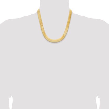 2 Inch 10K Yellow Gold 10K 10mm Silky Herringbone Chain Necklace