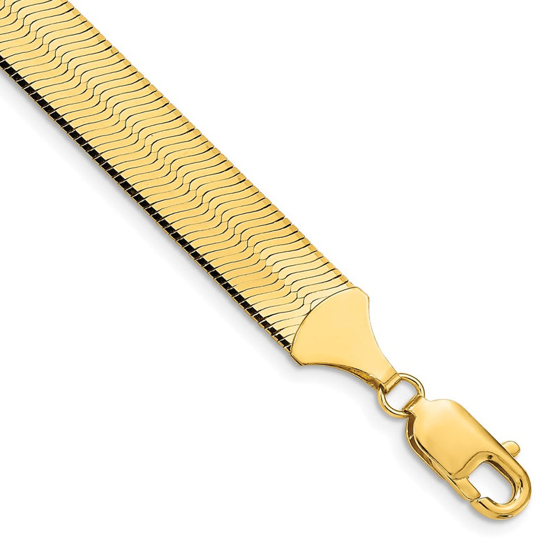 8 Inch 10K Yellow Gold 10K 10mm Silky Herringbone Chain Bracelet