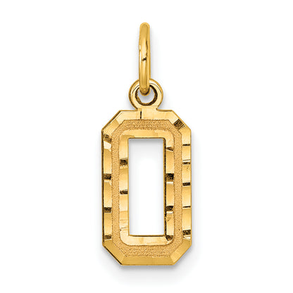 10K Yellow Gold 10Ky Casted Small Diamond-Cut Number 0 Charm