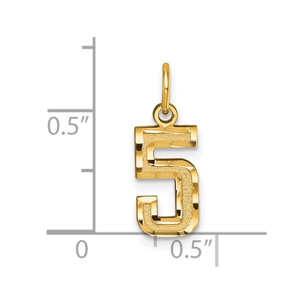 10K Yellow Gold 10Ky Casted Small Diamond-Cut Number 5 Charm