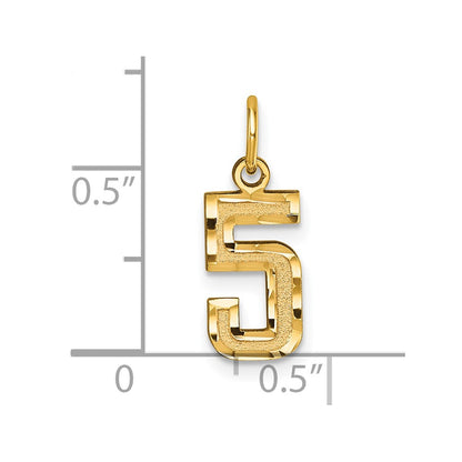 10K Yellow Gold 10Ky Casted Small Diamond-Cut Number 5 Charm