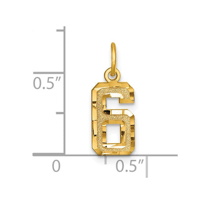 10K Yellow Gold 10Ky Casted Small Diamond-Cut Number 6 Charm