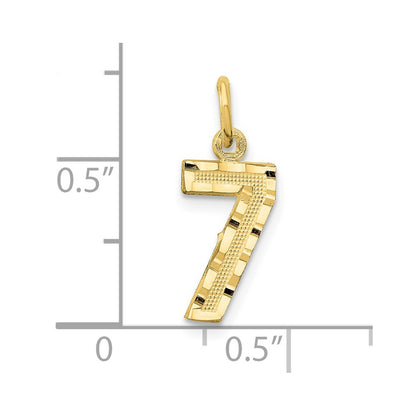 10K Yellow Gold 10Ky Casted Small Diamond-Cut Number 7 Charm