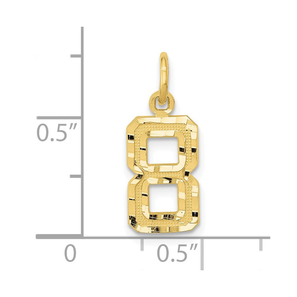 10K Yellow Gold 10Ky Casted Small Diamond-Cut Number 8 Charm