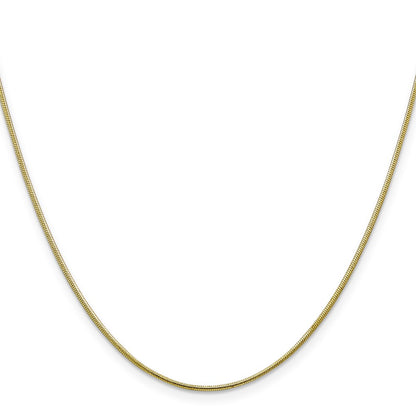 10K Yellow Gold 1.1mm Round Snake Chain Necklace