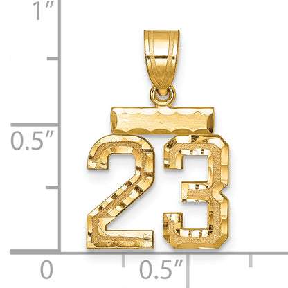 10K Yellow Gold Small Brushed Diamond-Cut Number 23 Charm