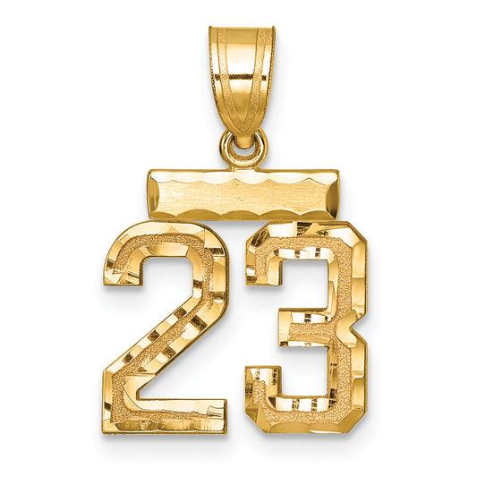 10K Yellow Gold Small Brushed Diamond-Cut Number 23 Charm