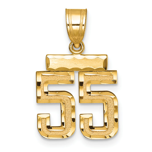 10K Yellow Gold Small Brushed Diamond-Cut Number 55 Charm
