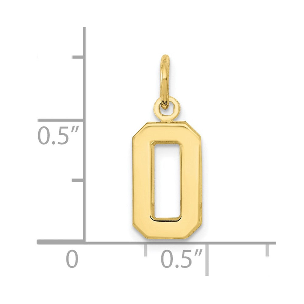 10K Yellow Gold Small Polished Number 0 Charm