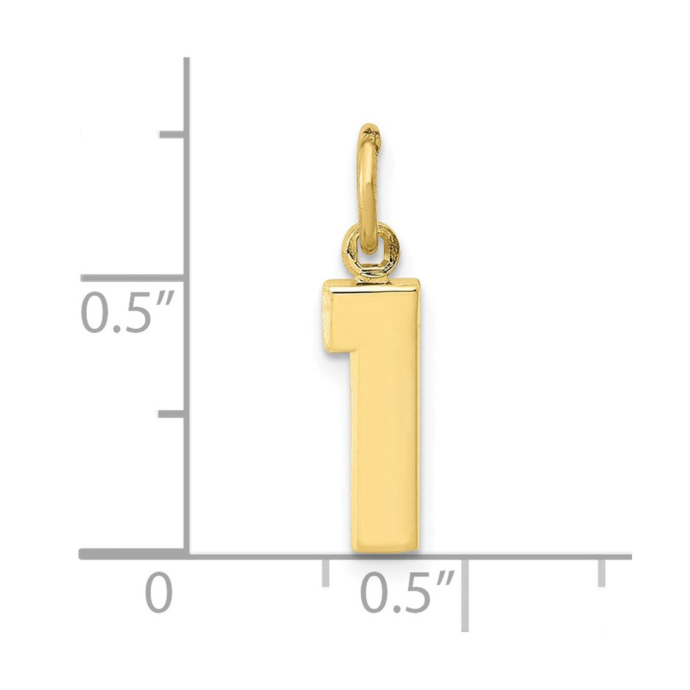 10K Yellow Gold Small Polished Number 1 Charm